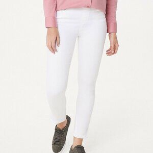 Martha Stewart Petite Knit Denim Ankle White Jeans with Zipper Detail Size 16P